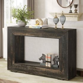 Modern Farmhouse 47-inch Long Sofa Table in Dark Grey Black Wood Finish