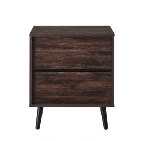 Mid-Century Modern 1-Drawer Nightstand End Table in Dark Brown Wood Finish