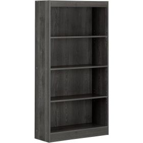 Modern Four Shelf Bookcase in Grey Oak Wood Finish