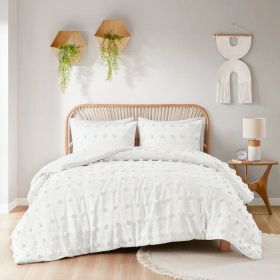 King/Cal King 3-Piece Ivory Pompom Microfiber Comforter Set