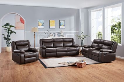 Electric Power Loveseat Recliner, Faux Leather Power Reclining Sofa with USB Ports, Cup Holders for Living Room-Dark Brown