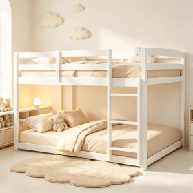 Full over Full Bunk Bed with Integrated Ladder And Safety Guardrails   Space Saving Twin over Twin Bunk Bed