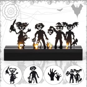 Halloween Table Decor Led Lights Silhouette Decoration Metal Horror Character Battery Operated Indoor Decoration Perfect Halloween Decor for Tabl