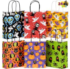 24 Pcs Halloween Paper Goodie Bags with Handles