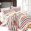 Blancho Bedding - [Rainbow Dots & Stripe] 100% Cotton 4PC Comforter Cover/Duvet Cover Combo (Queen Size)