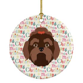 Russian Lapdog Merry Christmas Ceramic Ornament Christmas Tree Hanging Decorations for Home Christmas Holiday, Party, Gift, 3 in, Multicolor