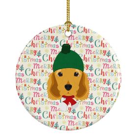 Cocker Spaniel Merry Christmas Ceramic Ornament Christmas Tree Hanging Decorations for Home Christmas Holiday, Party, Gift, 3 in, Multicolor