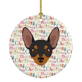 Prague Ratter Merry Christmas Ceramic Ornament Christmas Tree Hanging Decorations for Home Christmas Holiday, Party, Gift, 3 in, Multicolor
