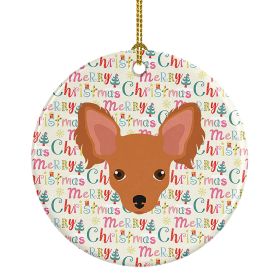 Russian Tor Terrier Merry Christmas Ceramic Ornament Christmas Tree Hanging Decorations for Home Christmas Holiday, Party, Gift, 3 in, Multicolor