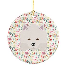 American Eskimo Merry Christmas Ceramic Ornament Christmas Tree Hanging Decorations for Home Christmas Holiday, Party, Gift, 3 in, Multicolor