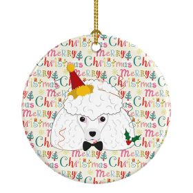 Poodle Merry Christmas Ceramic Ornament Christmas Tree Hanging Decorations for Home Christmas Holiday, Party, Gift, 3 in, Multicolor