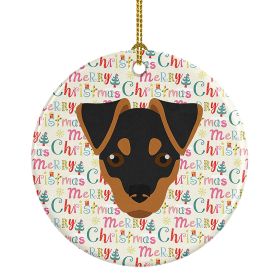 Japanese Terrier Merry Christmas Ceramic Ornament Christmas Tree Hanging Decorations for Home Christmas Holiday, Party, Gift, 3 in, Multicolor