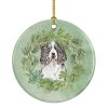 English Springer Spaniel Tricolor Christmas Wreath Ceramic Ornament Christmas Tree Hanging Decorations for Home Christmas Holiday, Party, Gift, 3 in
