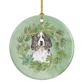 English Springer Spaniel Tricolor Christmas Wreath Ceramic Ornament Christmas Tree Hanging Decorations for Home Christmas Holiday, Party, Gift, 3 in