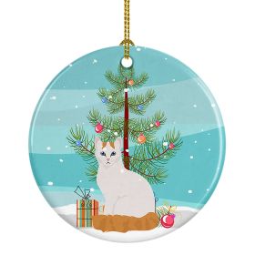 NEW Turkish Van Cat Christmas Ceramic Ornament Christmas Tree Hanging Decorations for Home Christmas Holiday, Party, Gift, 3 in, Multicolor