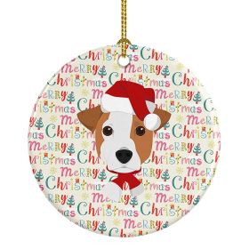 Jack Russell Terrier Merry Christmas Ceramic Ornament Christmas Tree Hanging Decorations for Home Christmas Holiday, Party, Gift, 3 in, Multicolo