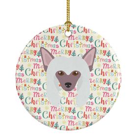 Chinese Crested Merry Christmas Ceramic Ornament Christmas Tree Hanging Decorations for Home Christmas Holiday, Party, Gift, 3 in, Multicolor