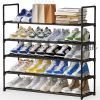 5-Tier Stackable Shoe Rack Organizer with Metal Frame, 35.5 inch Length, Holds 25â€“30 Pairs, Black
