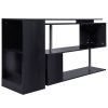 55" Corner Computer Desk, 360Â° Rotating L-Shaped Desk, Home Office Workstation with 3-Tier Shelves, Bookshelf, Black