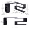 55" Corner Computer Desk, 360Â° Rotating L-Shaped Desk, Home Office Workstation with 3-Tier Shelves, Bookshelf, Black