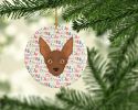 Abyssinian Sand Terrier Merry Christmas Ceramic Ornament Christmas Tree Hanging Decorations for Home Christmas Holiday, Party, Gift, 3 in, Multicolor