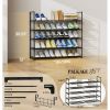 5-Tier Stackable Shoe Rack Organizer with Metal Frame, 35.5 inch Length, Holds 25â€“30 Pairs, Black