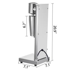 Milkshake Maker Kit, Stainless Steel Electric Milkshake Maker, 180W Milkshake Machine, Single Head Classic Milkshake Maker With 800ml Cup, Silver (Option: Silver)