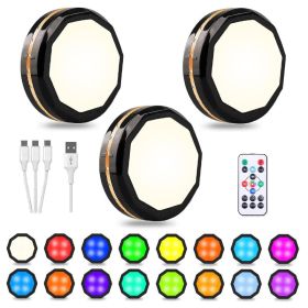 3 Pcs Motion Sensor Lights Indoor, Under Cabinet Light Rechargeable, Wireless LED Closet Lights Night Light (Option: 3pcs)