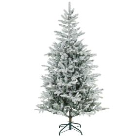 6 ft Artificial Frosted Christmas Tree with Realistic Branches, Wide Full Spruce, Hinged Xmas Tree, Easy Assembly (Option: Green-966x254x254 mm)