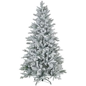 6ft Artificial Flocked Christmas Tree with Snow Tips, Easy Assembly, Hinged Xmas Tree for Home Office Holiday (Option: Green-905x295x340 mm)