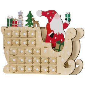 Wooden Christmas Advent Calendar with 24 Countdown Drawers, Reusable Holiday Decor Xmas Gift for Kids Adults, Natural (Option: Natural Wood-430x380x100 mm)