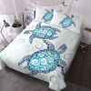 Sea Turtle Bedding Aqua Teal Blue Duvet Cover Sets Beach Turtle Twin Size Bed Sets for Girls Women Ocean 3 Piece Turtle Themed Comforter Cover with 2