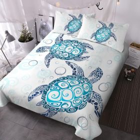 Sea Turtle Bedding Aqua Teal Blue Duvet Cover Sets Beach Turtle Twin Size Bed Sets for Girls Women Ocean 3 Piece Turtle Themed Comforter Cover with 2 (Color: White, size: Twin)