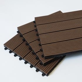 One box of 11 pieces, 300 * 300 * 22mm per piece Outdoor garden floor tiles Pool wood plastic DIY buckle splicing wpc (Color: coffee)