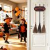 Halloween Decorations Broom Parking Sign with 3 Witch Brooms â€“ Themed Wooden Sign Porch Decor for Indoor Outdoor Door Home Wall Halloween Party