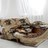 Wolf Duvet Cover Set 3 Pcs Retro Brown Tribal Boho Grid Bedding Comforter for Kids Teens Adults Wild Animal Quilt Duvet Set with 2 Pillowcases